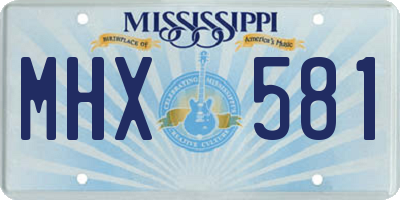 MS license plate MHX581