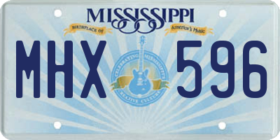 MS license plate MHX596