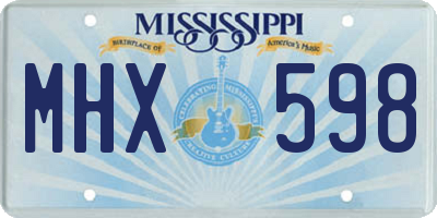 MS license plate MHX598