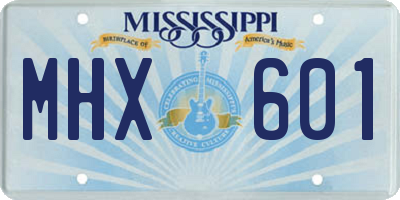 MS license plate MHX601