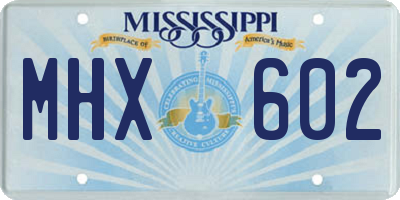 MS license plate MHX602