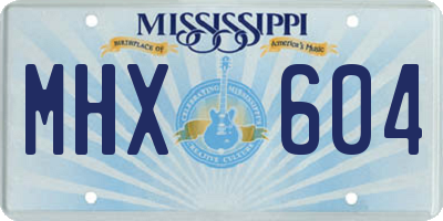 MS license plate MHX604