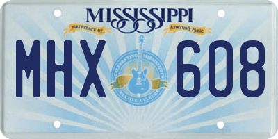 MS license plate MHX608