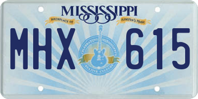 MS license plate MHX615