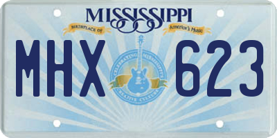 MS license plate MHX623