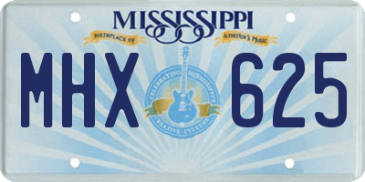 MS license plate MHX625