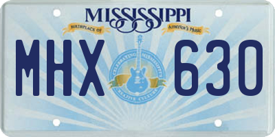 MS license plate MHX630