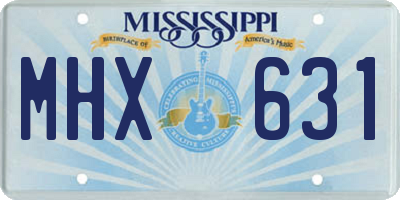 MS license plate MHX631