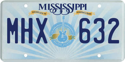 MS license plate MHX632