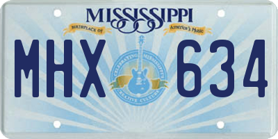 MS license plate MHX634