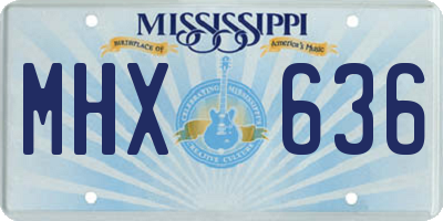 MS license plate MHX636