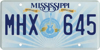 MS license plate MHX645