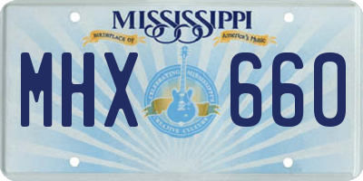 MS license plate MHX660