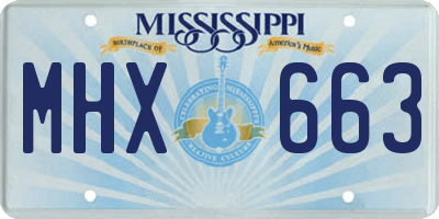 MS license plate MHX663