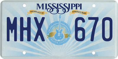 MS license plate MHX670
