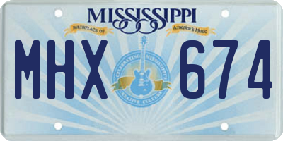 MS license plate MHX674