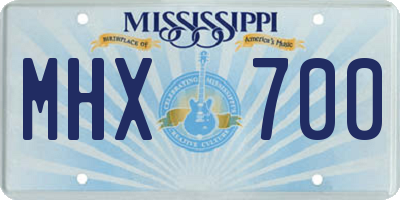 MS license plate MHX700