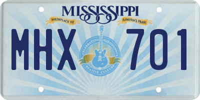 MS license plate MHX701
