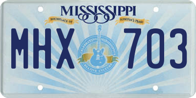 MS license plate MHX703