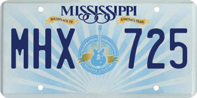 MS license plate MHX725