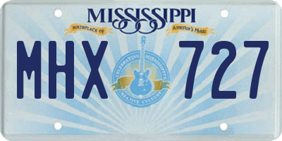 MS license plate MHX727