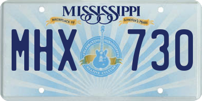 MS license plate MHX730