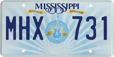 MS license plate MHX731