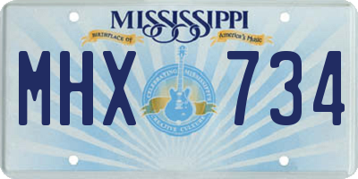 MS license plate MHX734