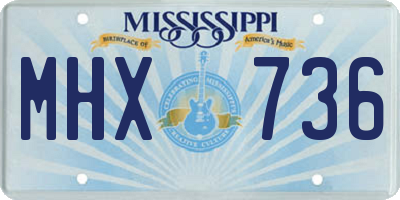 MS license plate MHX736