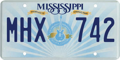 MS license plate MHX742