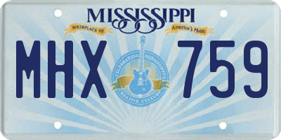 MS license plate MHX759