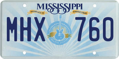 MS license plate MHX760