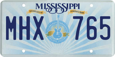 MS license plate MHX765