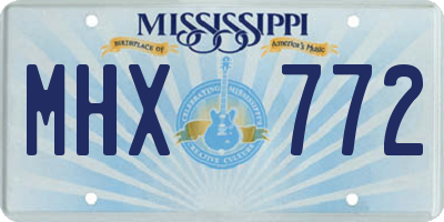 MS license plate MHX772