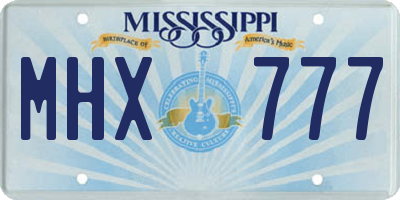 MS license plate MHX777