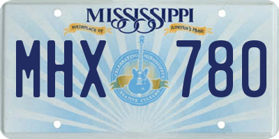 MS license plate MHX780