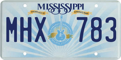 MS license plate MHX783
