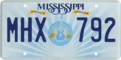 MS license plate MHX792