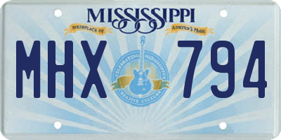 MS license plate MHX794