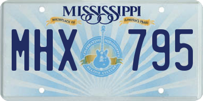 MS license plate MHX795