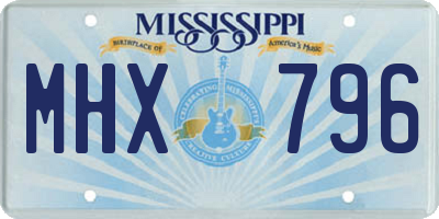MS license plate MHX796