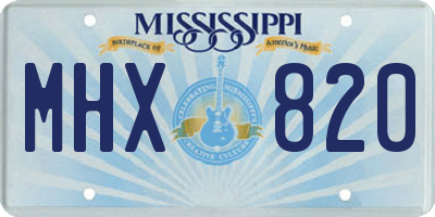 MS license plate MHX820