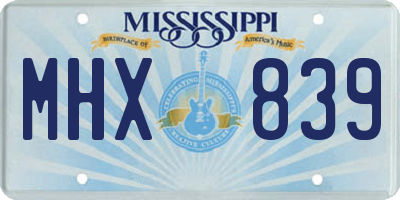 MS license plate MHX839