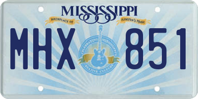 MS license plate MHX851