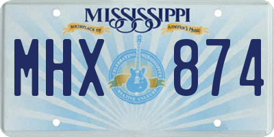 MS license plate MHX874