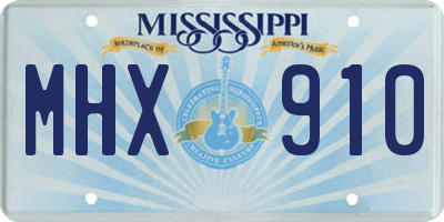 MS license plate MHX910