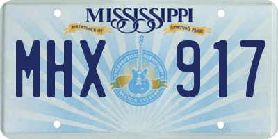 MS license plate MHX917