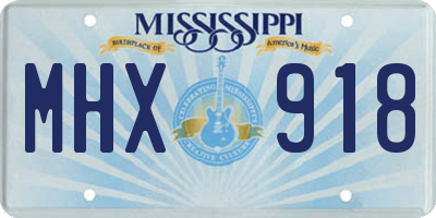 MS license plate MHX918