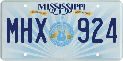 MS license plate MHX924