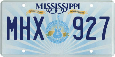 MS license plate MHX927